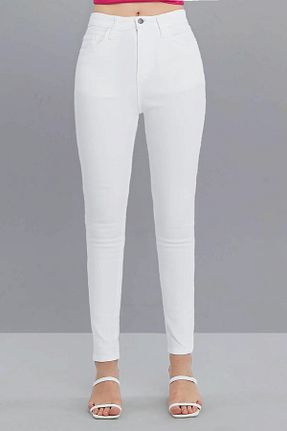 شلوار جین سفید زنانه پاچه تنگ CEDY DENIM - کد 286597259