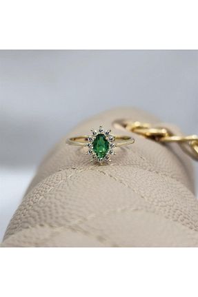 انگشتر نقره زرد زنانه زمرد FasekGold - کد 682705481