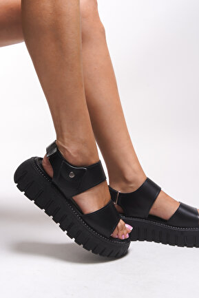 صندل مشکی زنانه چرم مصنوعی Riccon - کد 658196784