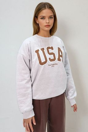 سوئیشرت قهوه ای زنانه چاپی VAGGON - کد 795967292