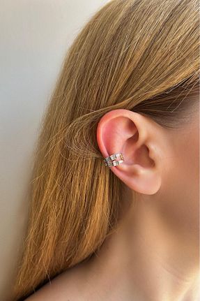 گوشواره غضروفی جواهر زرد زنانه استیل ضد زنگ LUZ - کد 879312004