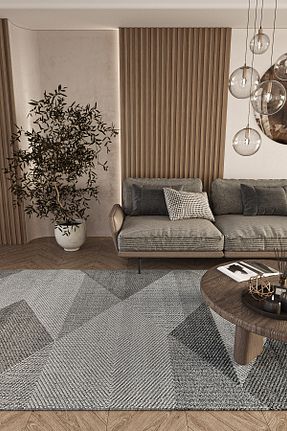 فرش طوسی قابل شستشو Cool Halı - کد 956206173