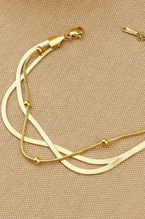 دستبند استیل (فولاد) طلائی زنانه استیل (فولاد) Keyifli Hayaller - کد 956536638