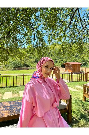روسری صورتی پنبه پلی استر KUQOS - کد 956774438
