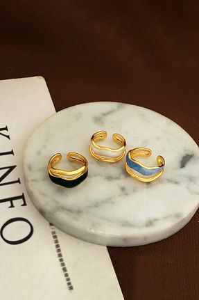 انگشتر جواهر رنگی زنانه فلزی Glaren - کد 957301340