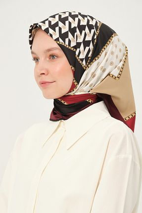 روسری زرشکی 90 x 90 Madame Polo - کد 957377918