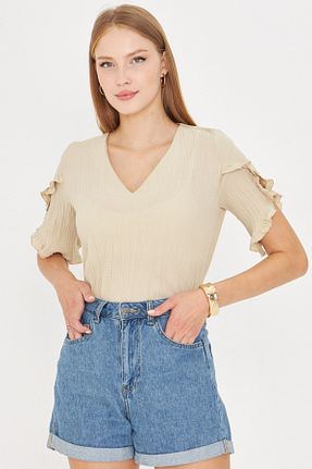 بلوز بژ زنانه ساده armonika - کد 958091341