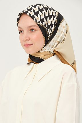 روسری قهوه ای 90 x 90 Madame Polo - کد 958122519