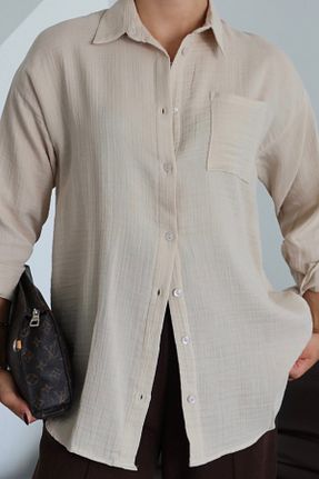 پیراهن بژ زنانه اورسایز Mogi Butik - کد 946570718