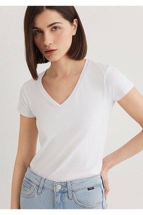 تیشرت سفید زنانه Fitted Mavi - کد 3410331