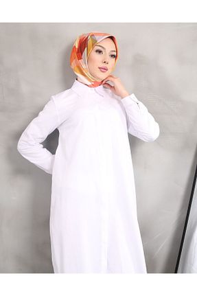 تونیک حجاب سفید زنانه پنبه پلی استر Kirazgym - کد 804596958
