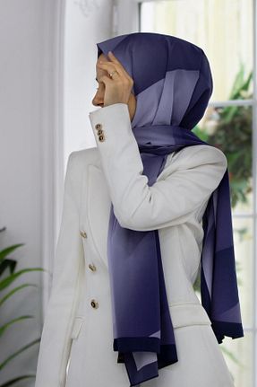 شال سرمه ای زنانه Medine İpeği Vissona - کد 869979633