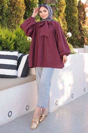 تونیک حجاب زرشکی زنانه ویسکون İmajButik - کد 935809972