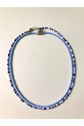 گردنبند جواهر آبی زنانه منجق Handmade - کد 717349968
