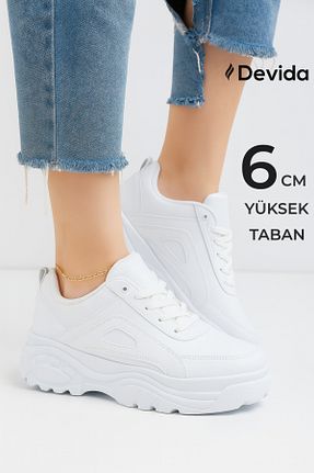 کفش اسنیکر سفید زنانه بند دار Devida - کد 807848591