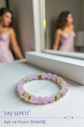 دستبند جواهر صورتی زنانه سنگ طبیعی TAŞ SEPETİ - کد 956131960