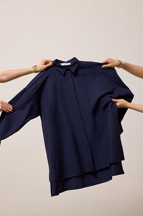 پیراهن حجاب سرمه ای زنانه اورسایز Touche Prive - کد 934383280