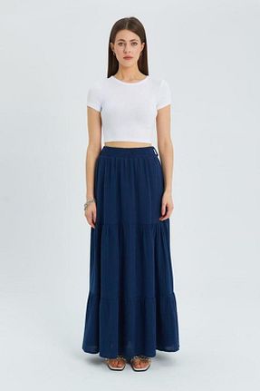 دامن سرمه ای زنانه پنبه ای Mixray - کد 896056329