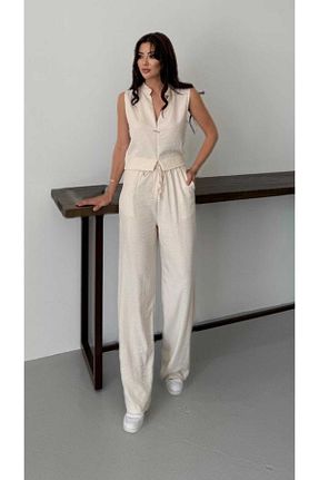 ست بالاتنه و پائین تنه بژ زنانه بافتنی mor butik - کد 927122840
