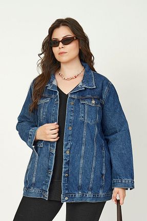 کت سایز بزرگ سرمه ای زنانه پارچه Büyük Moda - کد 939708538