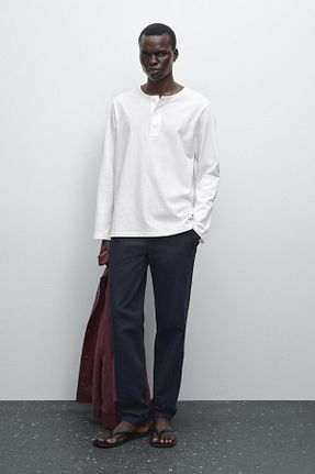 شلوار سرمه ای مردانه پنبه ای Massimo Dutti - کد 939084204