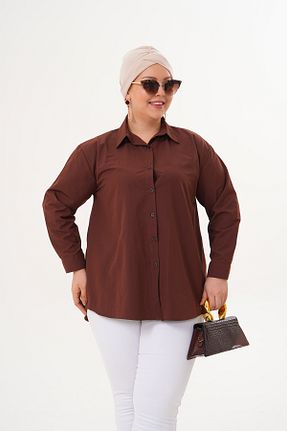 پیراهن حجاب قهوه ای زنانه سایز بزرگ Patika - کد 315349043