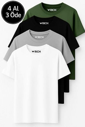 تیشرت خاکی مردانه یقه دوچرخه Rich - کد 952240128