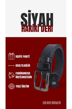 کمربند مشکی مردانه چرم خالص genuine leather company eds - کد 66536717