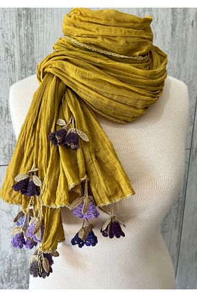 دستمال گردن زرد زنانه پنبه ای KAFTAN TAKI TASARIM - کد 463407671