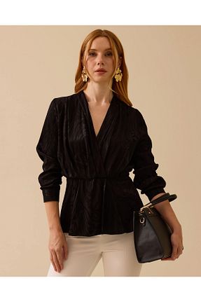 بلوز مشکی زنانه طرح دار SEÇİL - کد 944618386