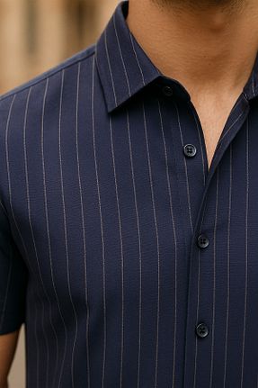 پیراهن سرمه ای مردانه گشاد DAMGA JEANS - کد 956106503