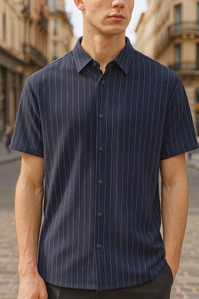 پیراهن سرمه ای مردانه گشاد DAMGA JEANS - کد 956106503