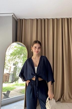 بلوز سرمه ای زنانه ساده lizge giyim - کد 956143289