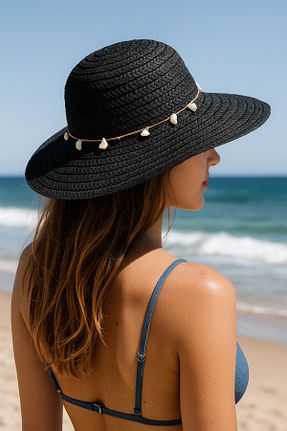 کلاه مشکی زنانه حصیر AKMNY BOUTIQUE - کد 956226558