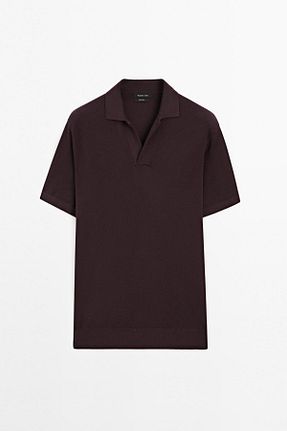 تیشرت زرشکی مردانه رگولار Massimo Dutti - کد 956219522