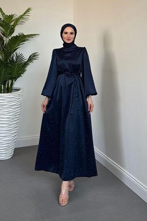 لباس مجلسی حجاب رنگی زنانه یقه ایستاده MERVEN AKYÜZ - کد 956391582