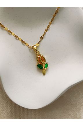 گردنبند استیل ( فولاد ) زرد زنانه استیل ضد زنگ Desodes - کد 957069493