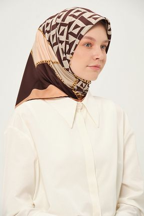 روسری قهوه ای 90 x 90 Madame Polo - کد 957292765