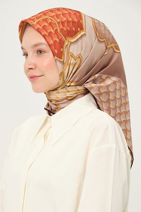 روسری قهوه ای 90 x 90 Madame Polo - کد 957388462