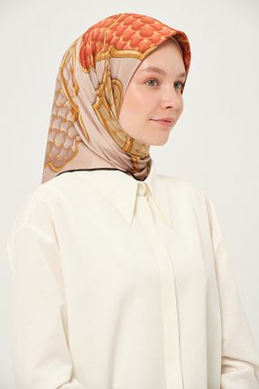 روسری قهوه ای 90 x 90 Madame Polo - کد 957388462