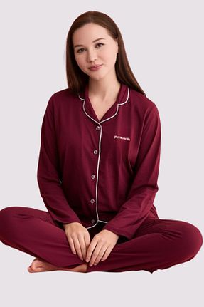 ست لباس راحتی زرشکی زنانه ساده Pierre Cardin - کد 957515182