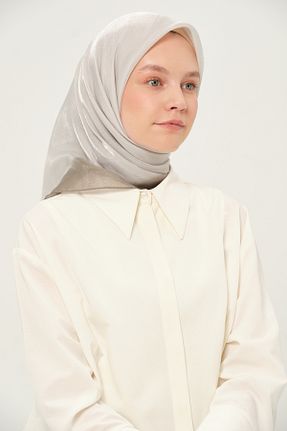 روسری طوسی پنبه ای Madame Polo - کد 957691232