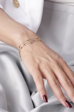 دستبند طلا رنگی زنانه 14 عیار Fiyonk Kuyumculuk - کد 823280236