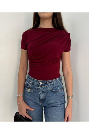 بلوز زرشکی زنانه ساده peri tower - کد 922596620
