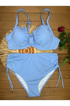 ست بیکینی سایز بزرگ آبی ساده XORVİO - کد 945224081