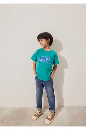 تیشرت سبز بچه گانه یقه دوچرخه Mavi - کد 919768698