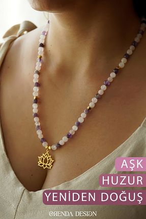 گردنبند جواهر طوسی زنانه سنگ طبیعی Orenda Design - کد 823468964