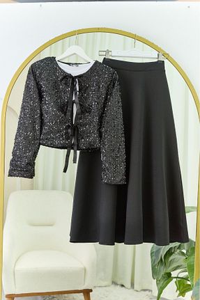 ست بالاتنه و پائین تنه مشکی زنانه بافتنی Modamorfo - کد 827495668