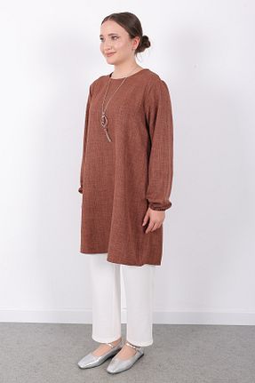 تونیک حجاب قهوه ای زنانه بافتنی Linvey - کد 957047587