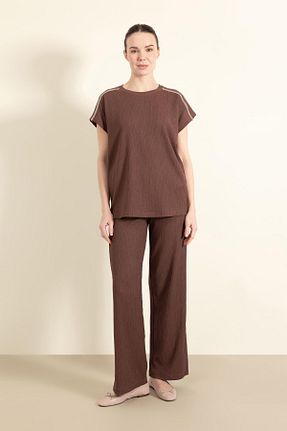 شلوار قهوه ای زنانه الاستین Defacto - کد 893503132